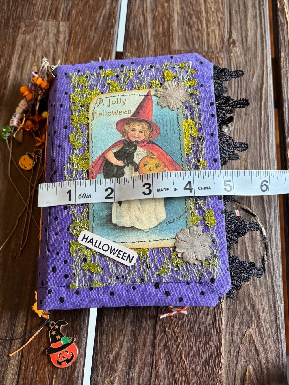 Halloween Junk Journal Small Handmade Decorated 3 Sig Witch Pumpkin Black Cat